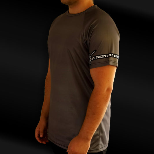 Death Before Dishonor Sleeve - Minimal Gym Shirt - Fit Focal - Short Sleeve Gym Shirt